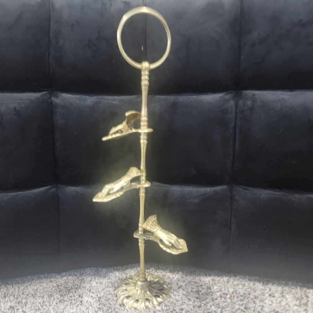 vintage/antique brass Victorian-style hand clip stand